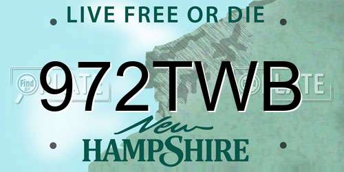 972TWB New Hampshire License Plate