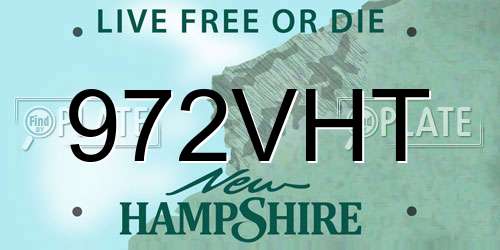 972VHT New Hampshire License Plate