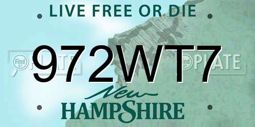 972WT7 New Hampshire License Plate