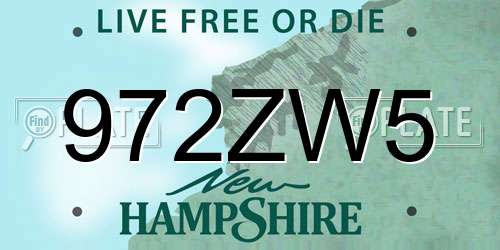 972ZW5 New Hampshire License Plate