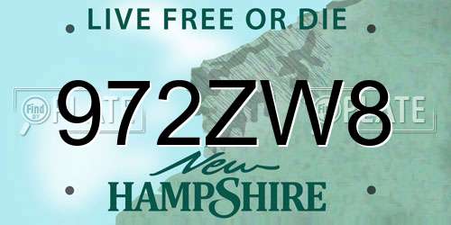 972ZW8 New Hampshire License Plate