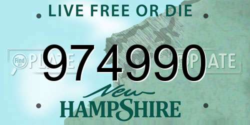 974990 New Hampshire License Plate