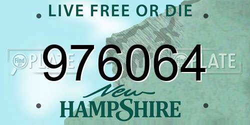 976064 New Hampshire License Plate