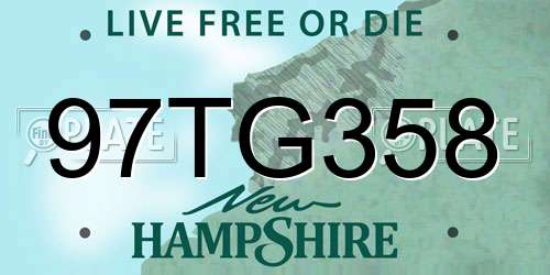 97TG358 New Hampshire License Plate