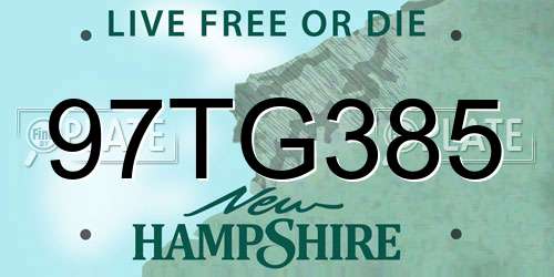 97TG385 New Hampshire License Plate