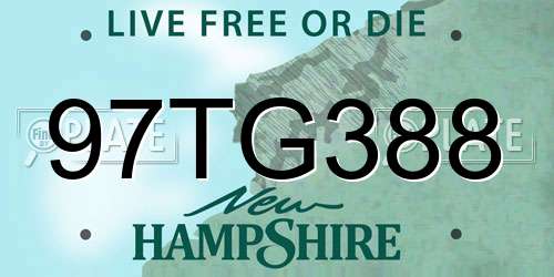 97TG388 New Hampshire License Plate