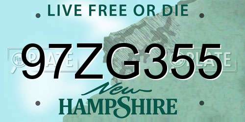 97ZG355 New Hampshire License Plate