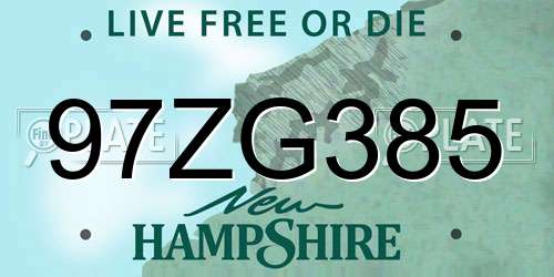 97ZG385 New Hampshire License Plate