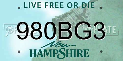 980BG3 New Hampshire License Plate