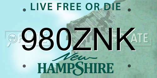 980ZNK New Hampshire License Plate