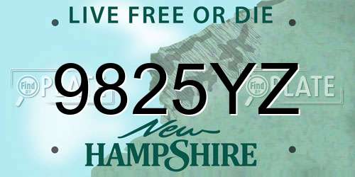 9825YZ New Hampshire License Plate