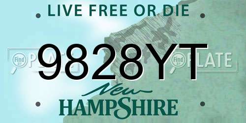 9828YT New Hampshire License Plate
