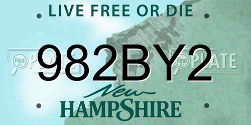 982BY2 New Hampshire License Plate