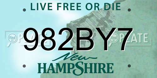 982BY7 New Hampshire License Plate