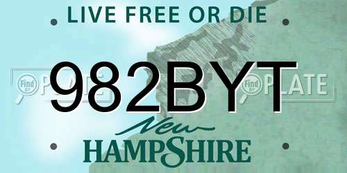 982BYT New Hampshire License Plate