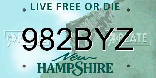 982BYZ New Hampshire License Plate