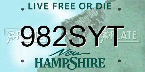 982SYT New Hampshire License Plate