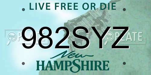 982SYZ New Hampshire License Plate