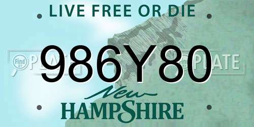 986Y80 New Hampshire License Plate