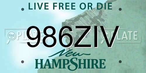 986ZIV New Hampshire License Plate