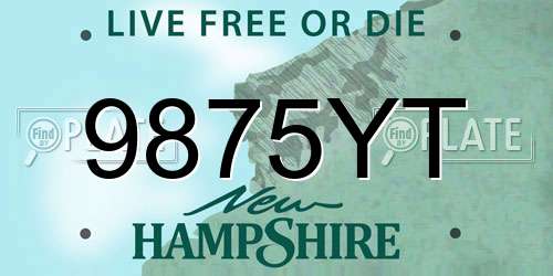 9875YT New Hampshire License Plate