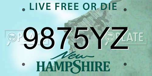 9875YZ New Hampshire License Plate