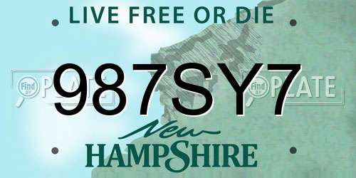 987SY7 New Hampshire License Plate
