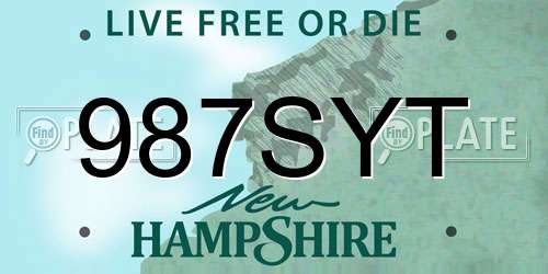 987SYT New Hampshire License Plate