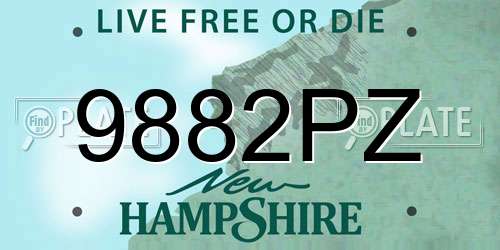 9882PZ New Hampshire License Plate