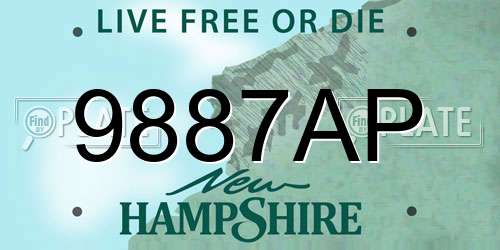 9887AP New Hampshire License Plate