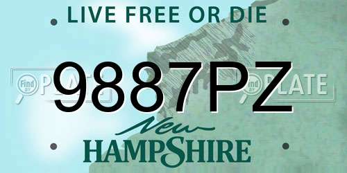 9887PZ New Hampshire License Plate