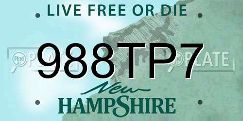 988TP7 New Hampshire License Plate
