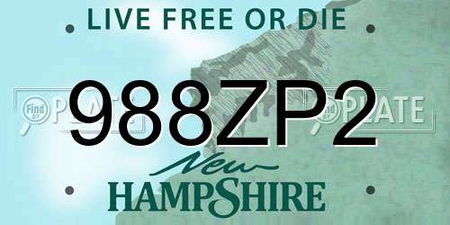 988ZP2 New Hampshire License Plate