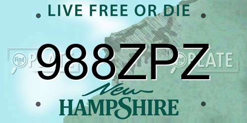 988ZPZ New Hampshire License Plate