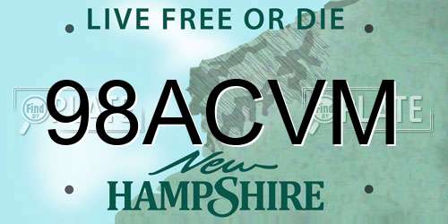 98ACVM New Hampshire License Plate