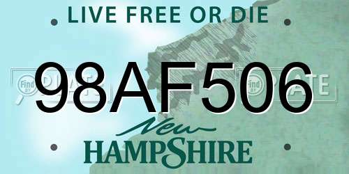 98AF506 New Hampshire License Plate