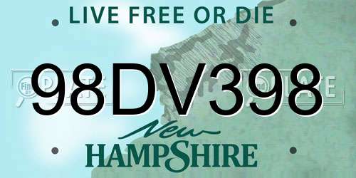 98DV398 New Hampshire License Plate