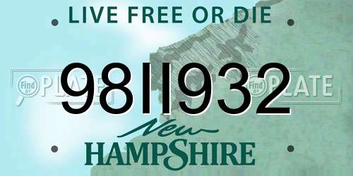 98II932 New Hampshire License Plate