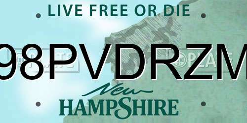 98PVDRZM New Hampshire License Plate