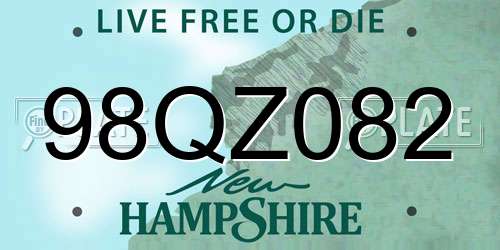 98QZ082 New Hampshire License Plate