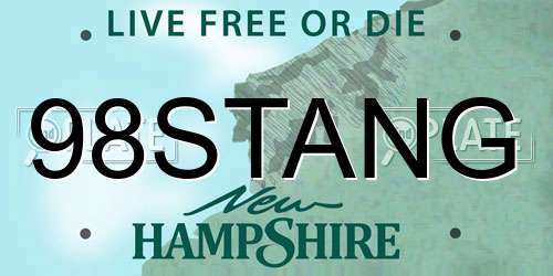 98STANG New Hampshire License Plate
