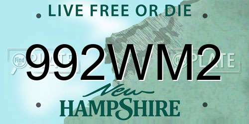 992WM2 New Hampshire License Plate