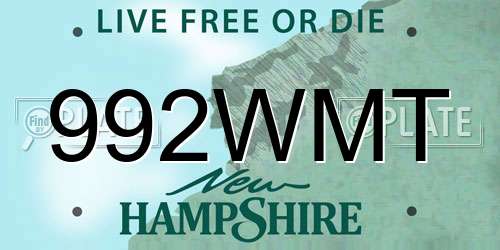 992WMT New Hampshire License Plate