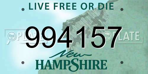 994157 New Hampshire License Plate