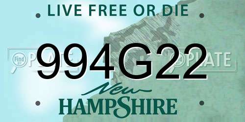 994G22 New Hampshire License Plate