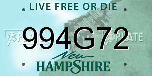 994G72 New Hampshire License Plate