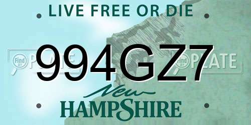994GZ7 New Hampshire License Plate