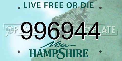 996944 New Hampshire License Plate