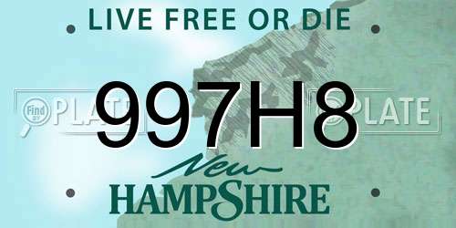 997H8 New Hampshire License Plate