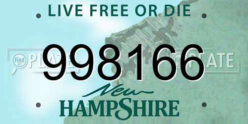 998166 New Hampshire License Plate